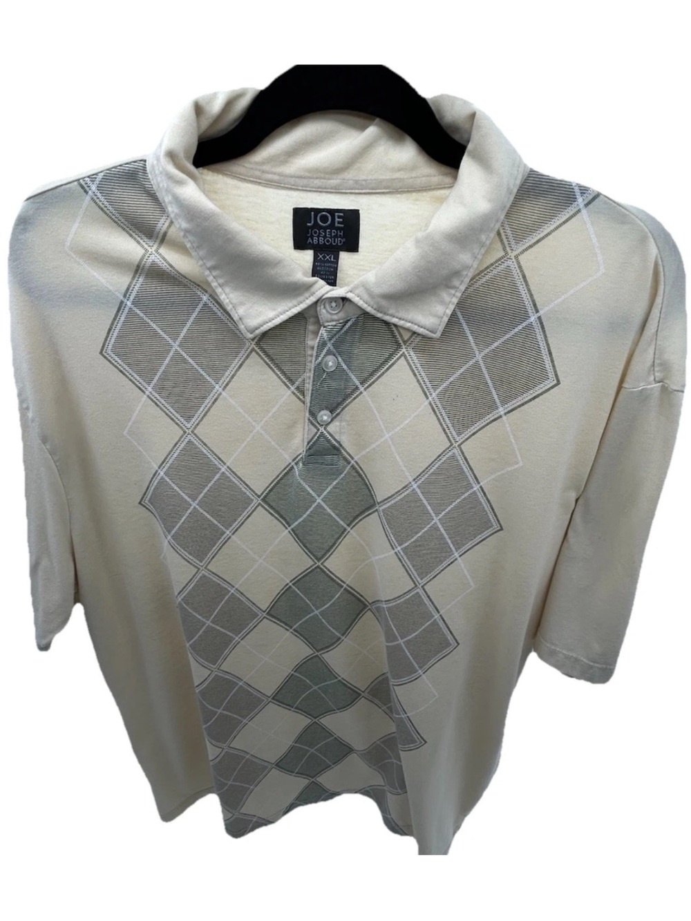 Joseph Abboud Cream Polo with Gray Argyle Front